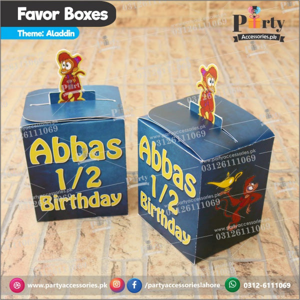 Customized Aladdin Princess theme Favor / Goody Boxes for Birthday Parties