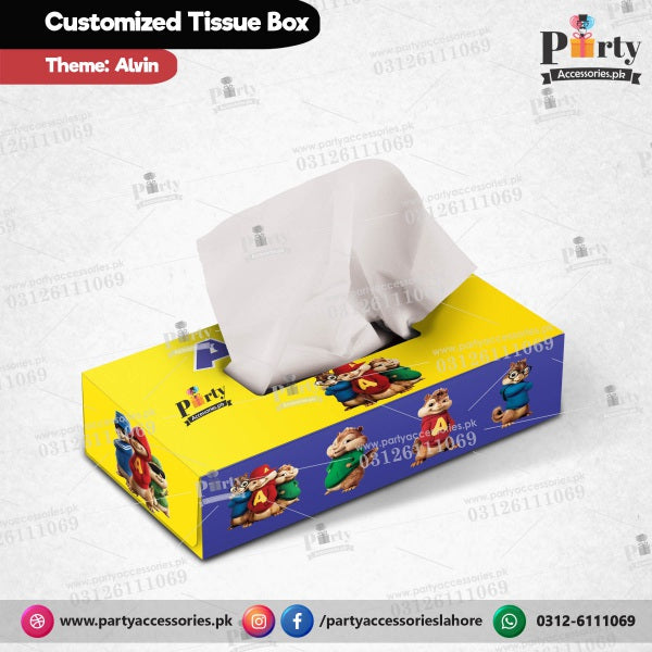 Customized Tissue Box Alvin and the Chipmunks theme birthday table Decor