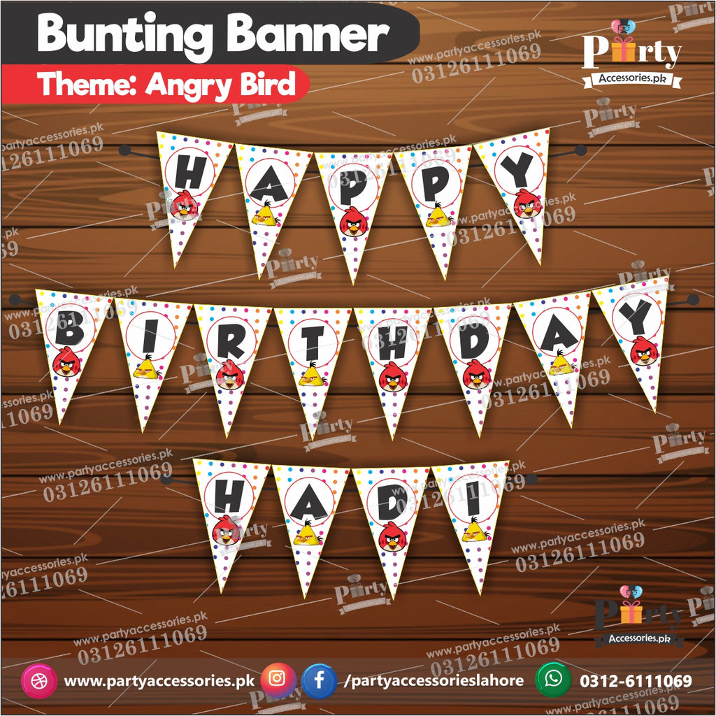 Customized Angry birds theme Birthday Bunting Banner