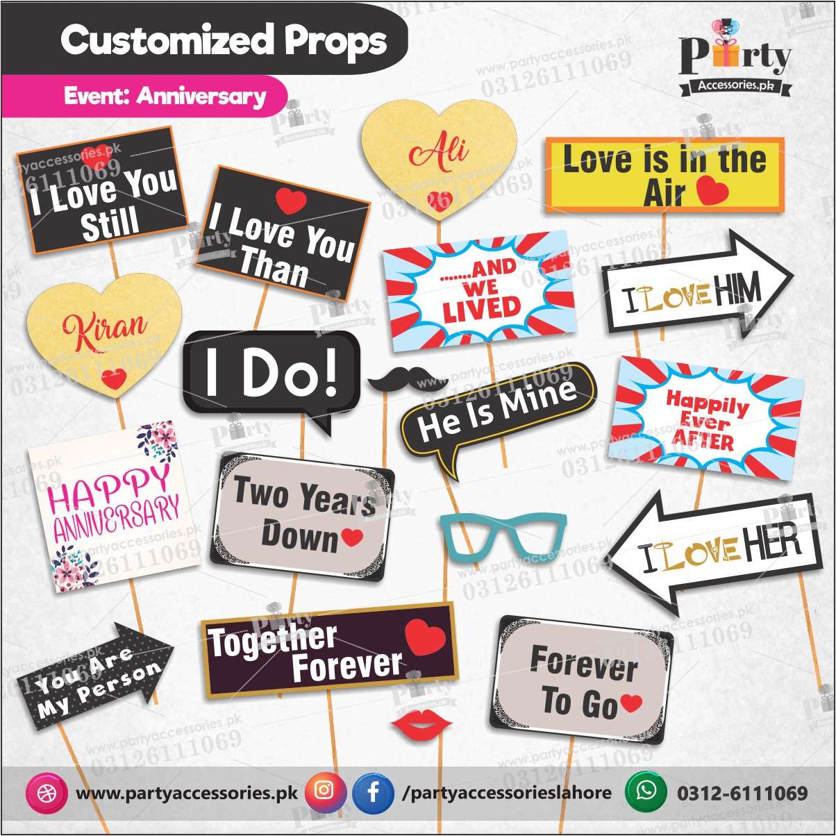 Customized props set for Anniversary