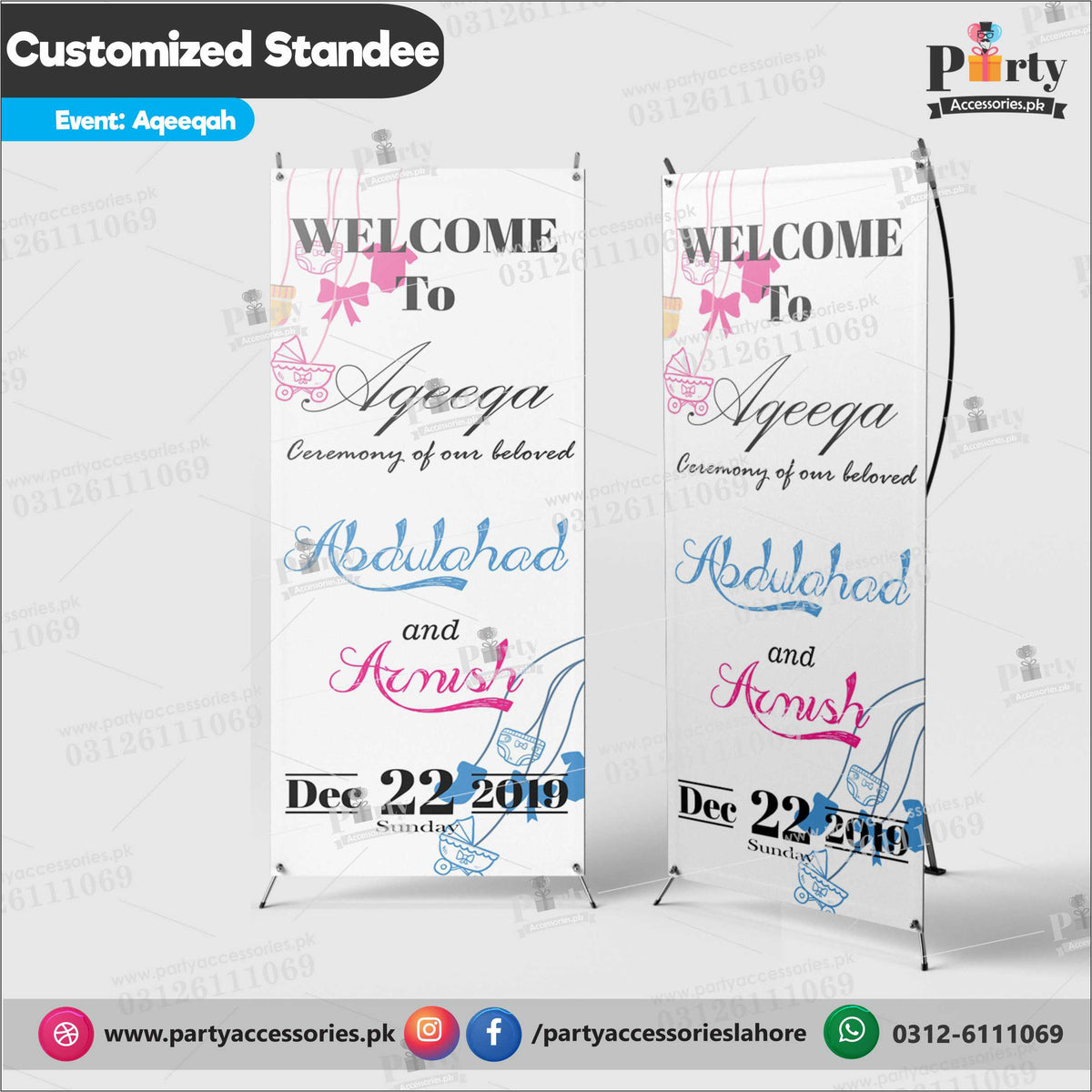 Welcome standee For AQEEQAH celebration event