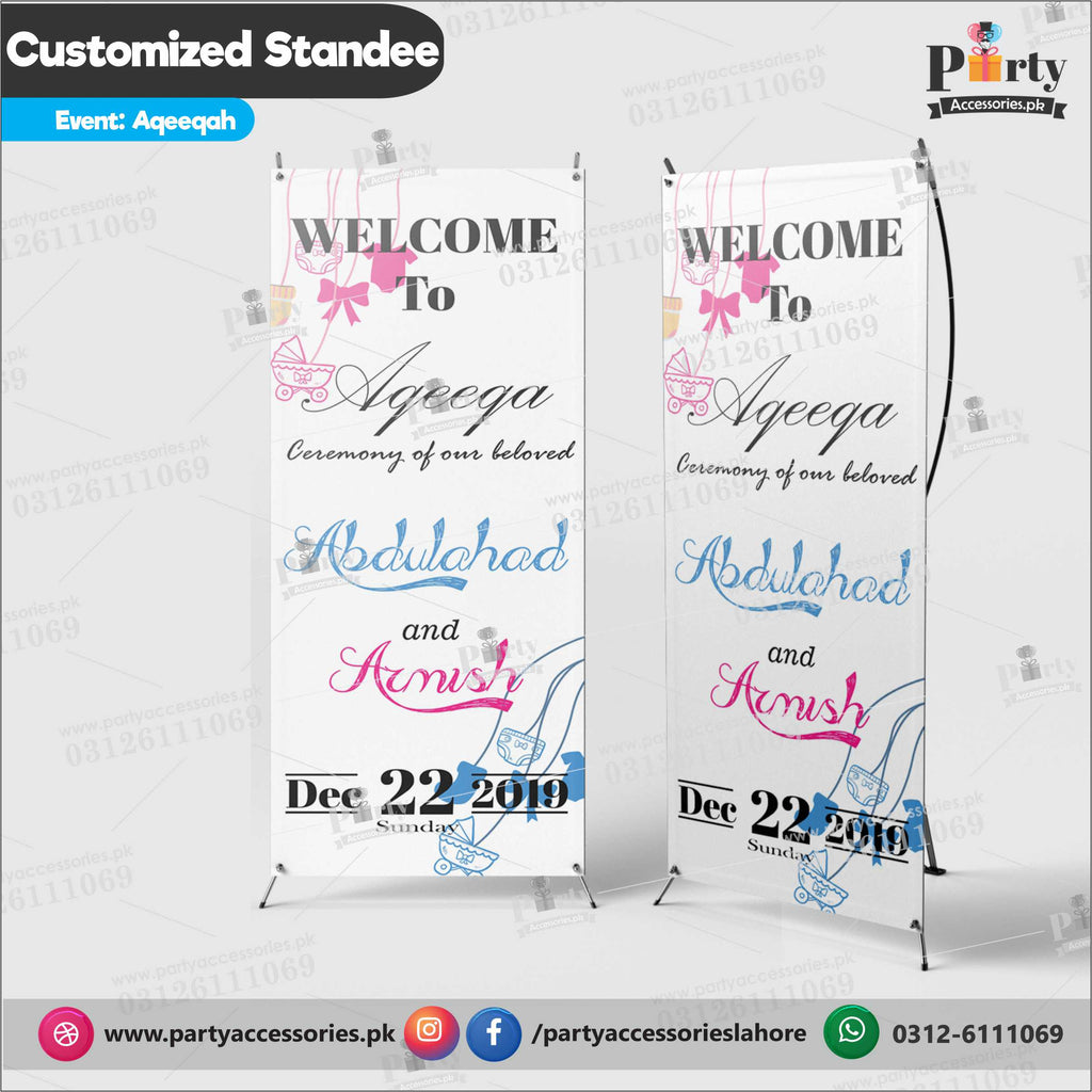 Welcome standee For AQEEQAH celebration event