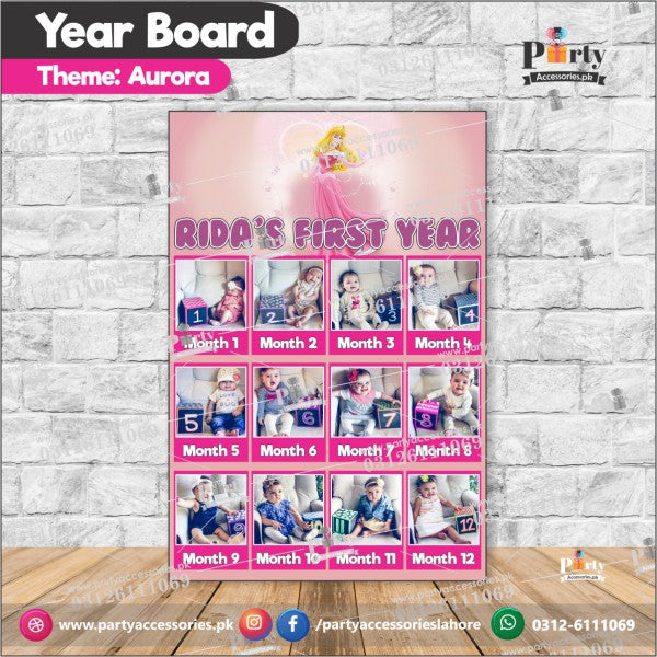 Customized Month wise year Picture board in Aurora Princess theme (year board)