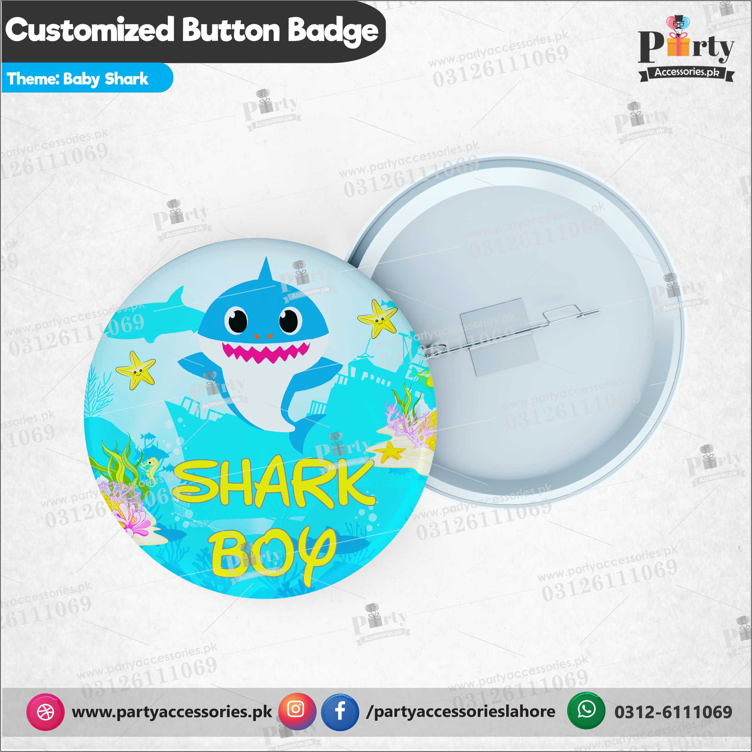 Baby Shark customized button badges