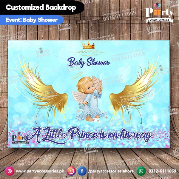 Customized Backdrop for angel theme baby shower event