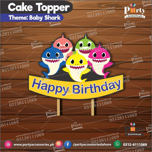 Baby shark birthday theme cake topper