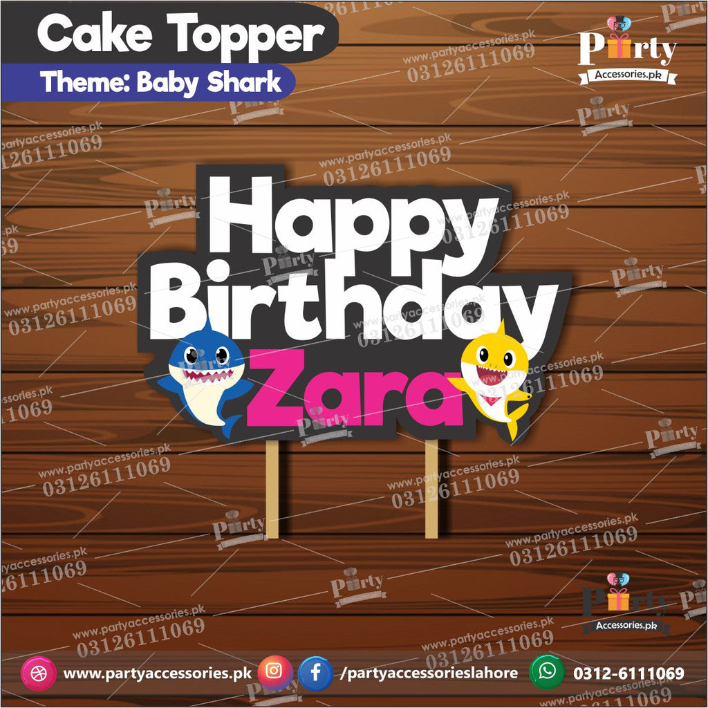 Baby shark birthday theme  customized CARD cake topper
