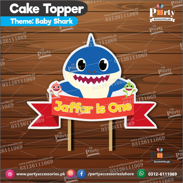Baby shark birthday theme cake topper customized