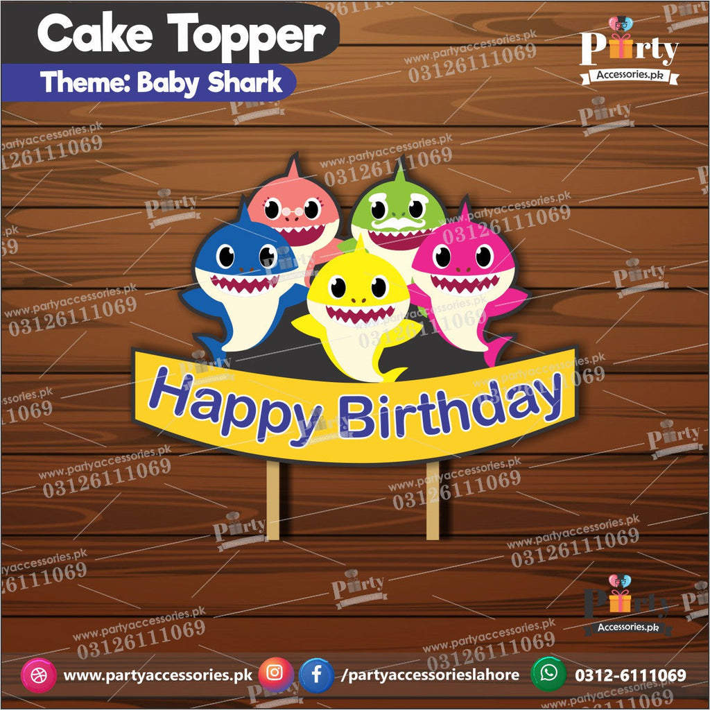 Baby shark birthday theme cake topper