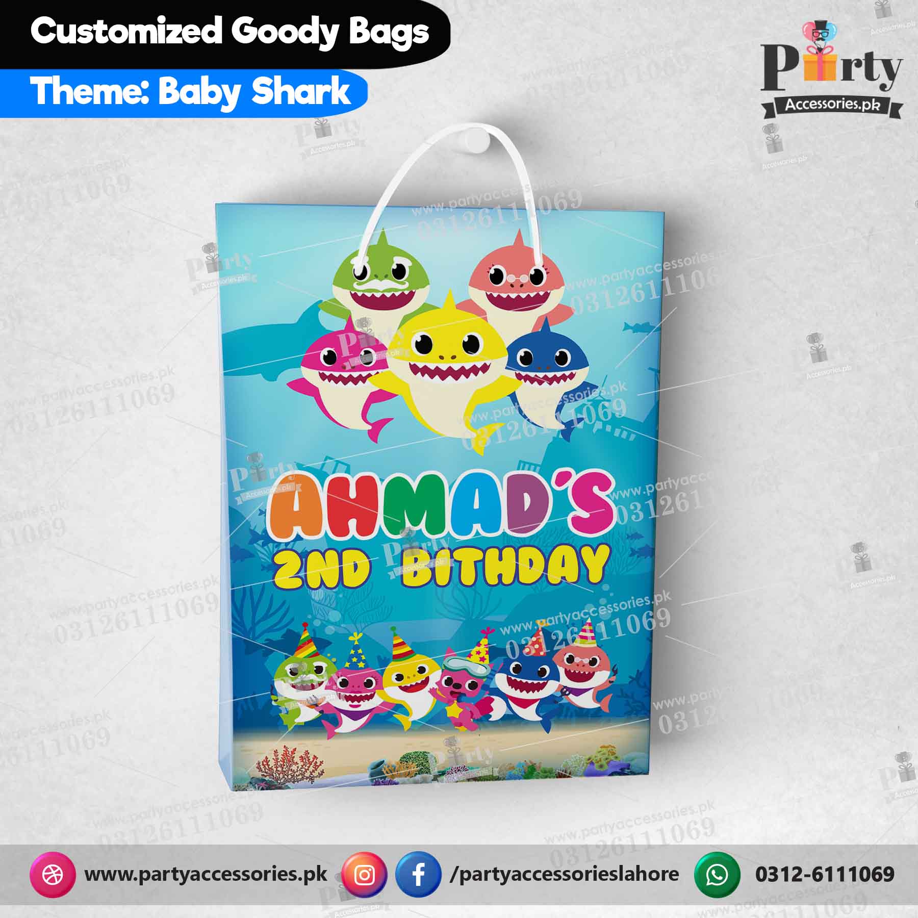 baby shark theme customized goody bags 