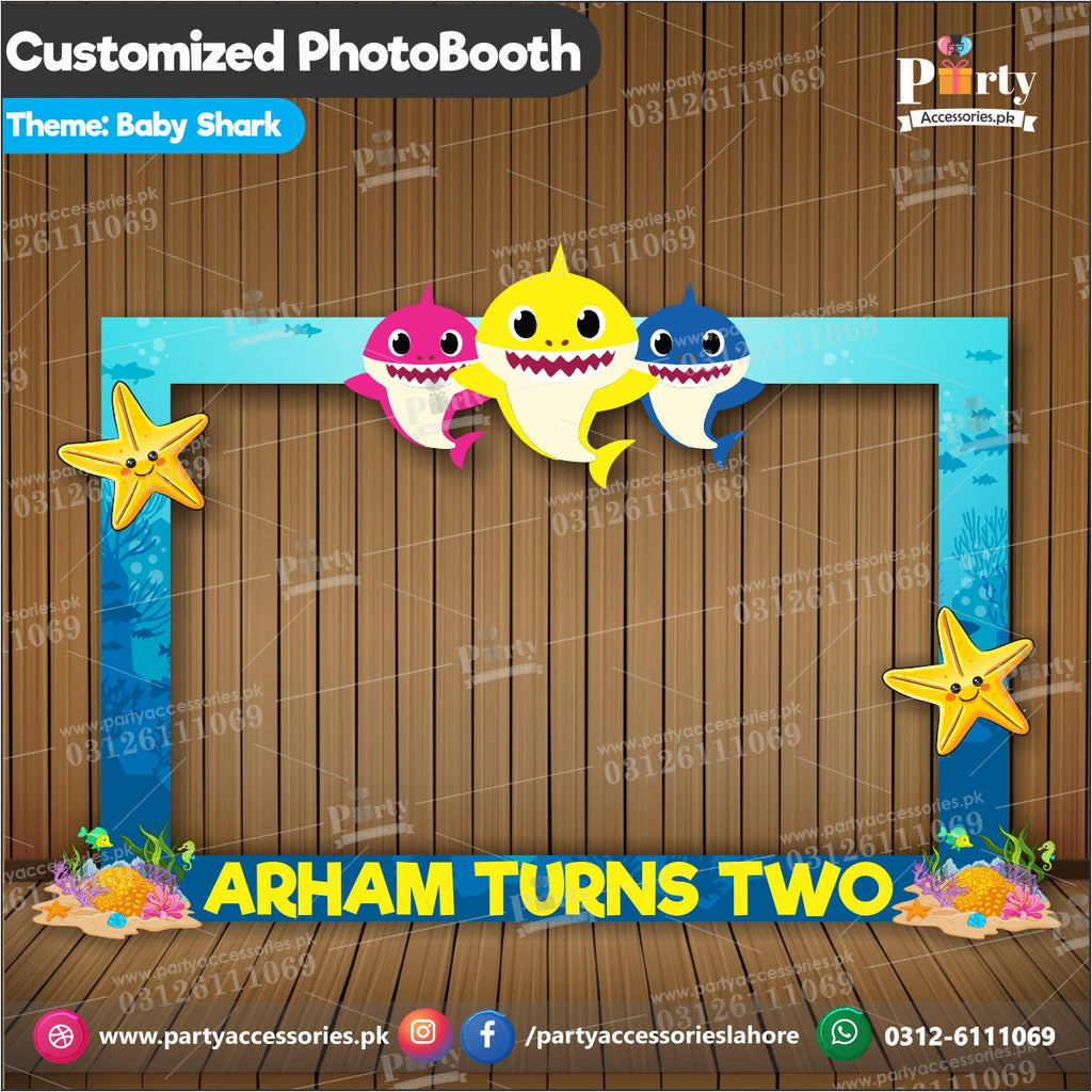 Customized Photo Booth / selfie frame for Baby shark theme party