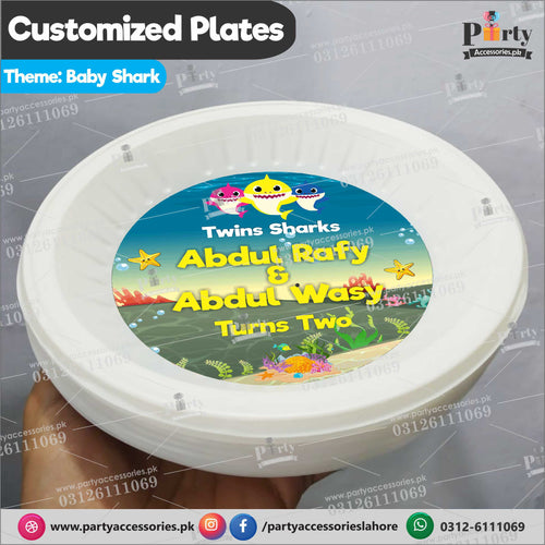Customized disposable Paper Plates for Baby shark party 