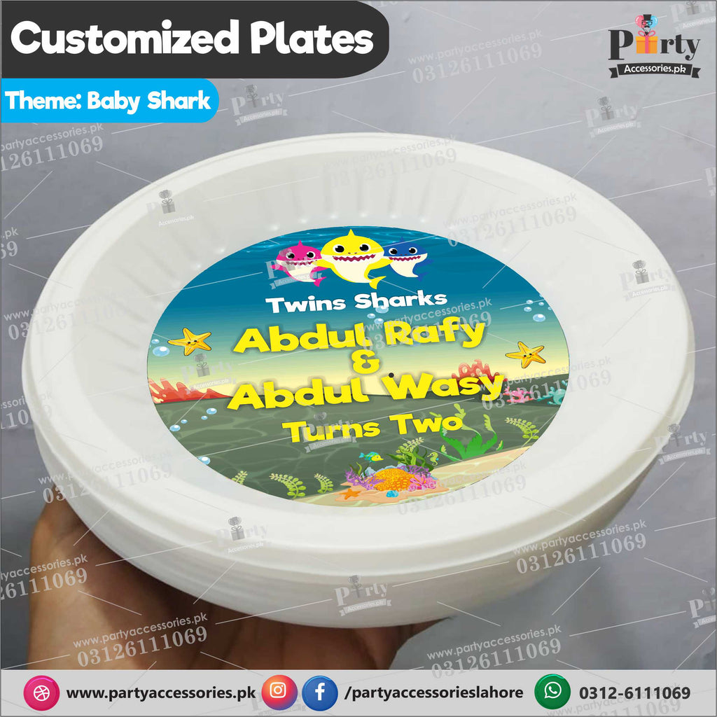 Customized disposable Paper Plates for Baby shark party 