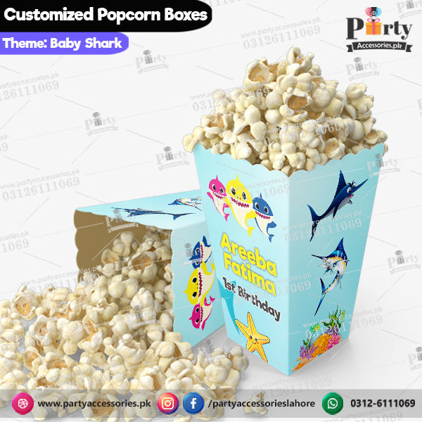 Baby shark themed birthday party | Customized Popcorn boxes ...