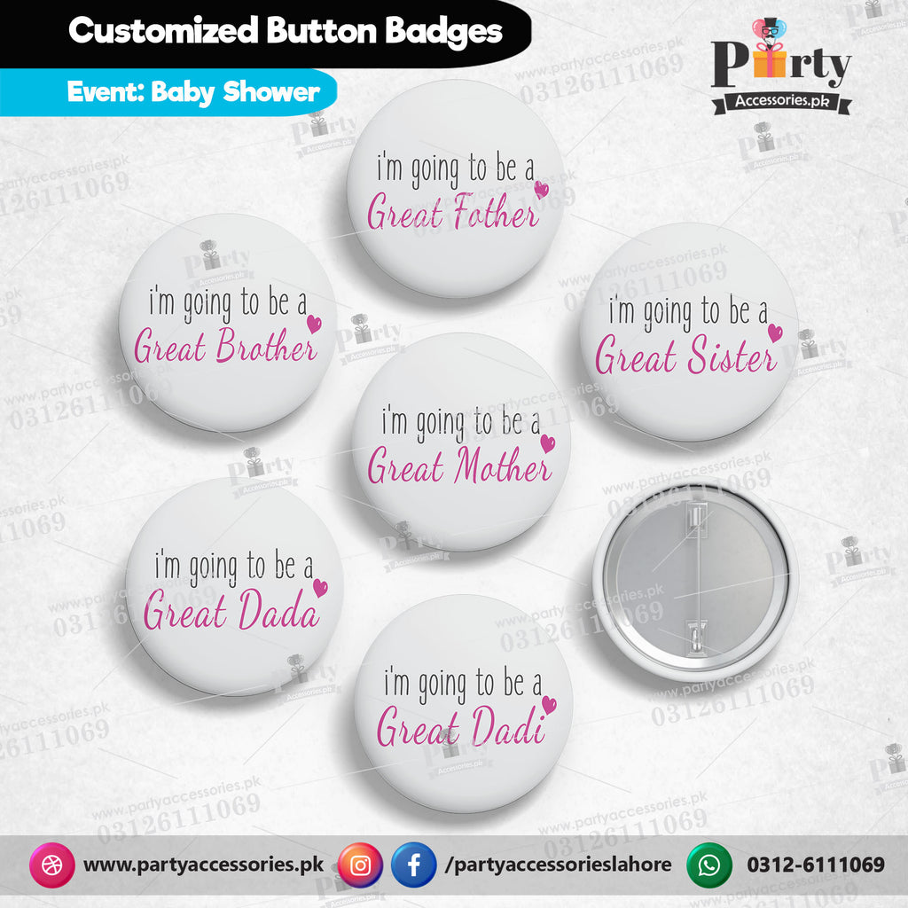  Baby shower button Badges Blue Color