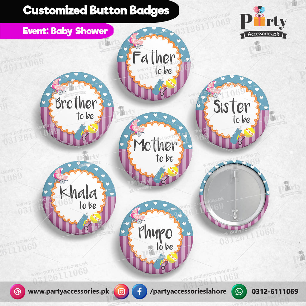  Baby shower Theme button Badges Multi Color