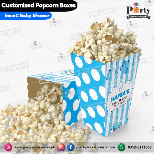 Customized Popcorn Boxes for BABY SHOWER Table decor