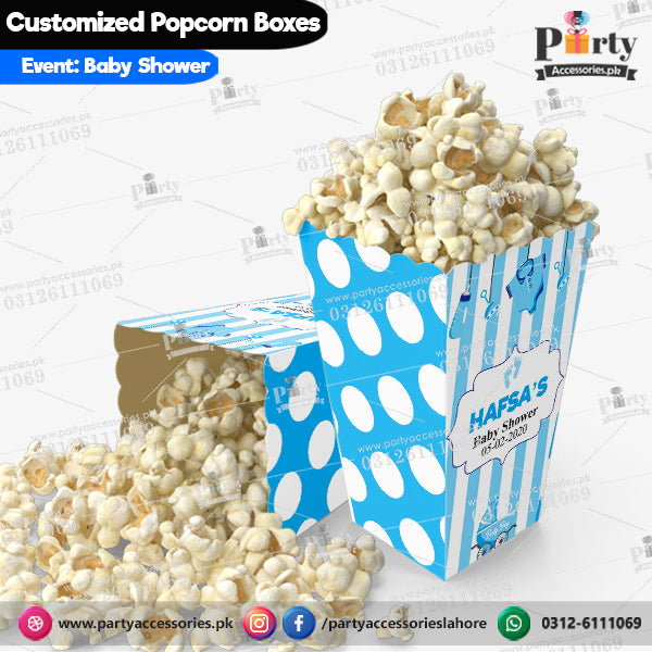 Customized Popcorn Boxes for BABY SHOWER Table decor
