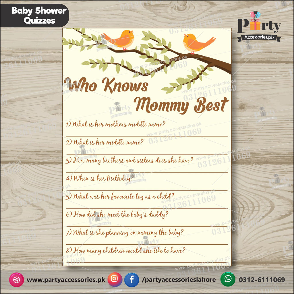  BABY SHOWER Quiz cards / GUESS WHO