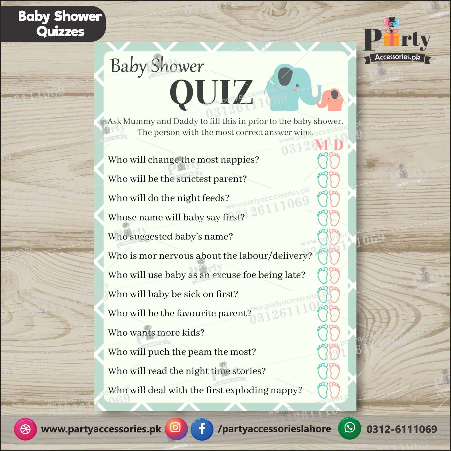  BABY SHOWER Quiz cards / GUESS WHO