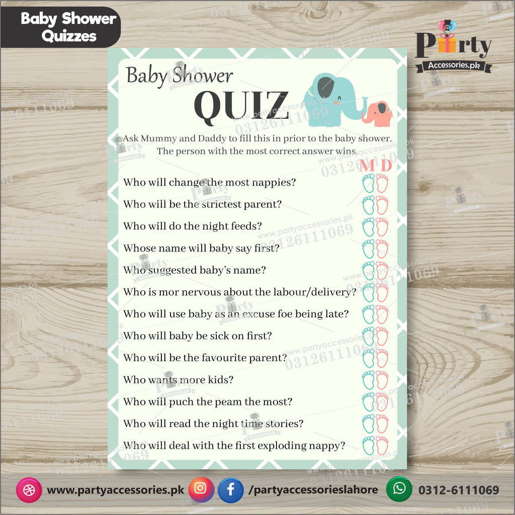  BABY SHOWER Quiz cards / GUESS WHO