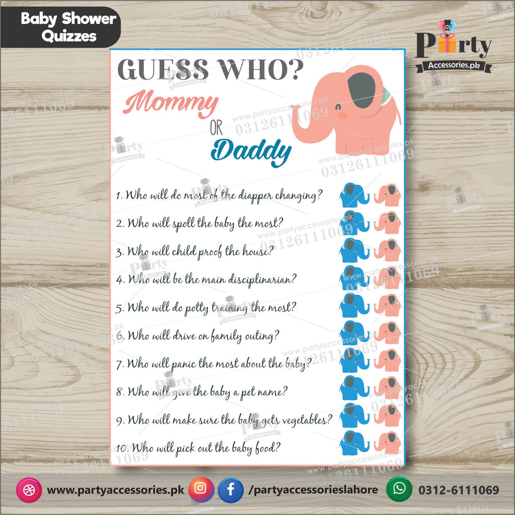  BABY SHOWER Quiz cards / GUESS WHO