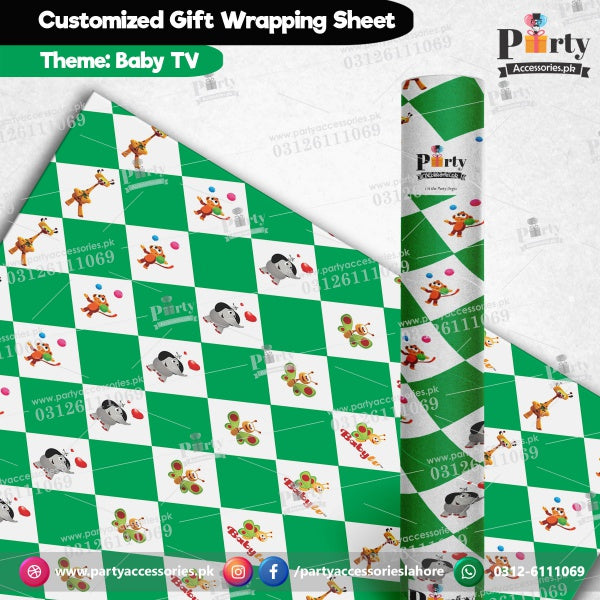 Gift wrapping sheets for Baby TV theme birthday party