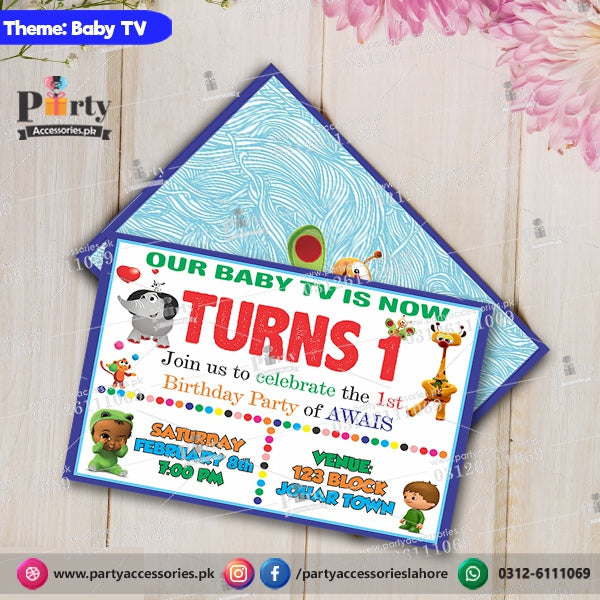 Customized Baby TV theme Party Invitation Cards for birthday parties