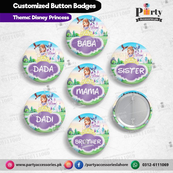 Sofia the first theme Button badges Pack