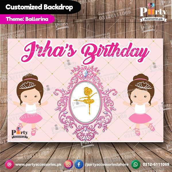 Customized Ballerina Theme Birthday Party Backdrop