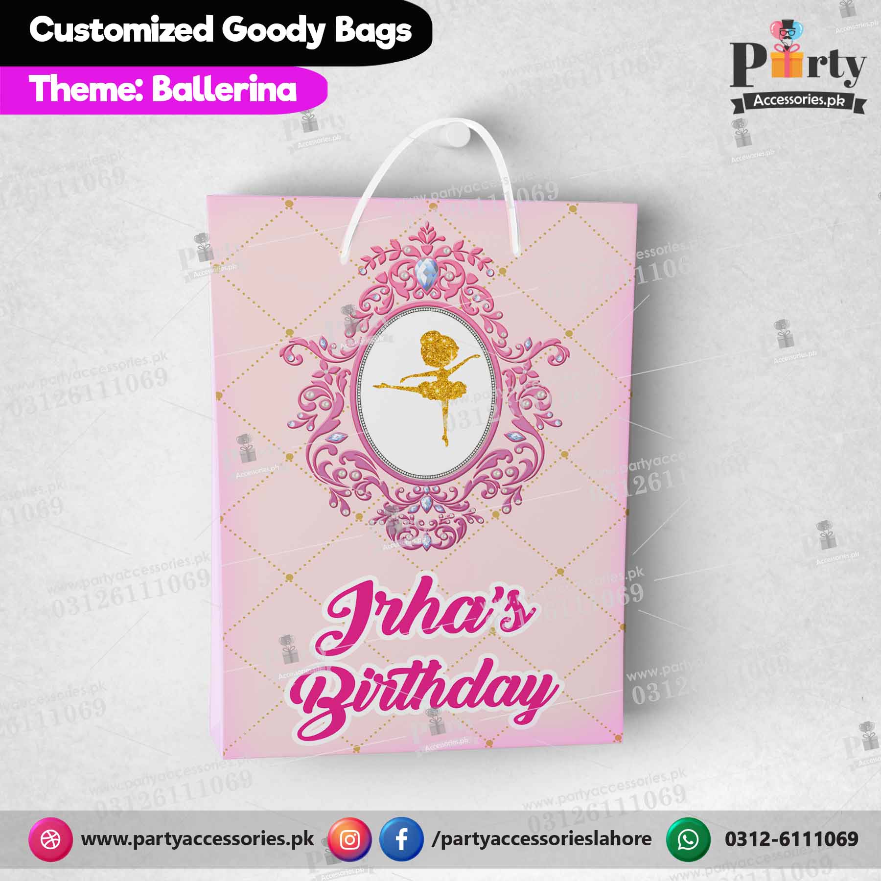 Ballerina theme Customized Goody Bags / favor bags