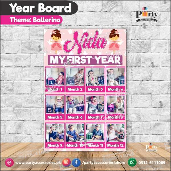 Customized Month wise year Picture board in Ballerina theme (year board)
