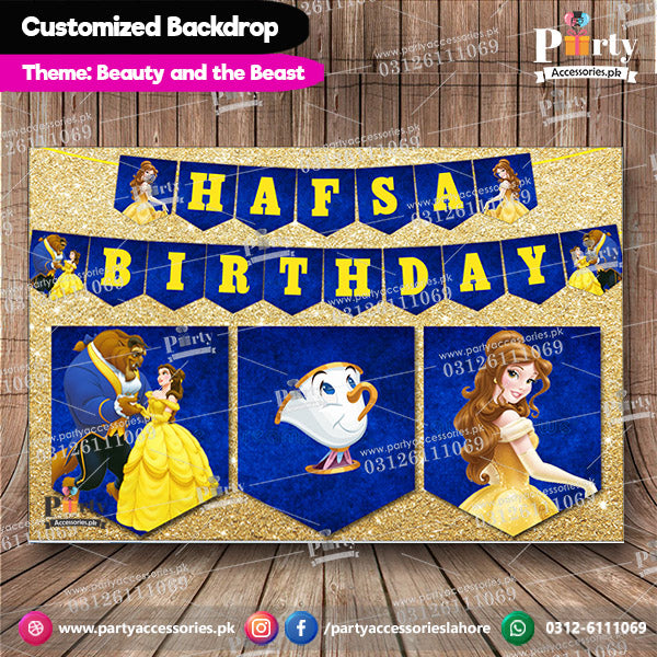 Customized BEAUTY AND THE BEAST Theme Birthday Party Backdrop