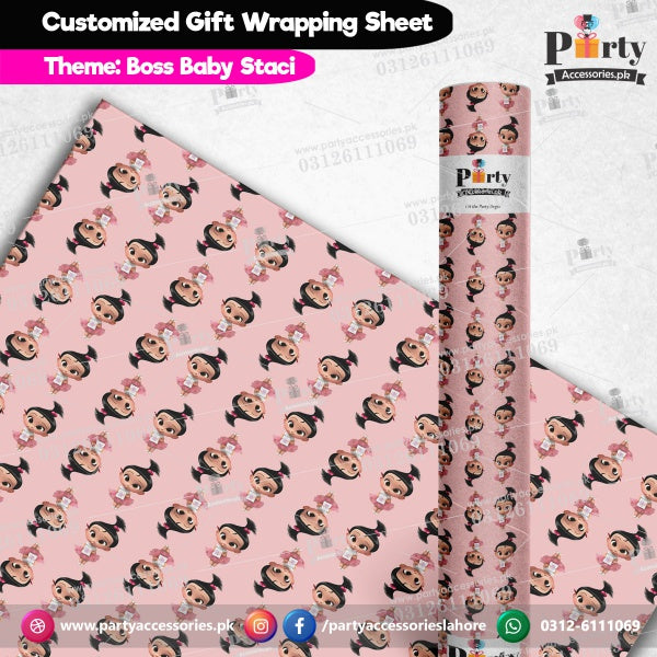 Gift wrapping sheets for Boss baby Stacy theme birthday party