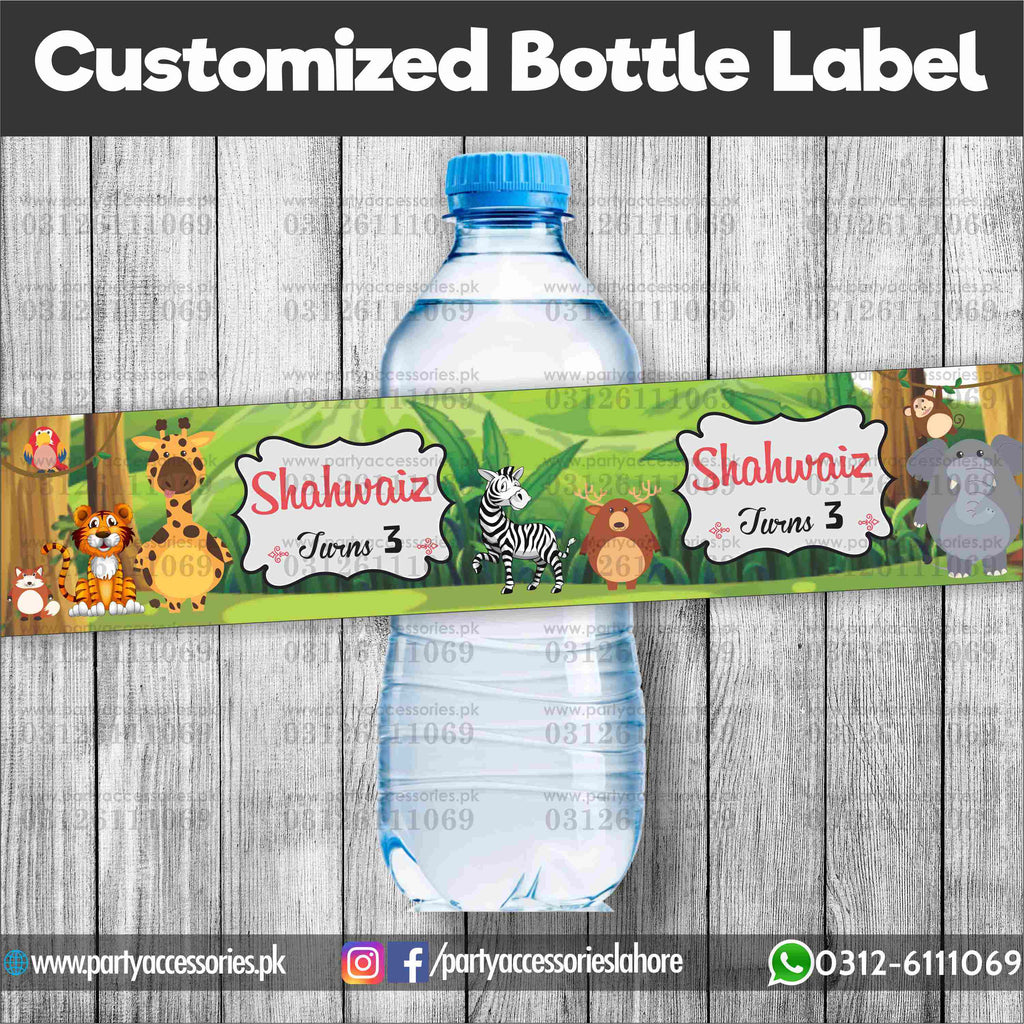 Jungle safari theme Customized Bottle Label wraps for table decoration