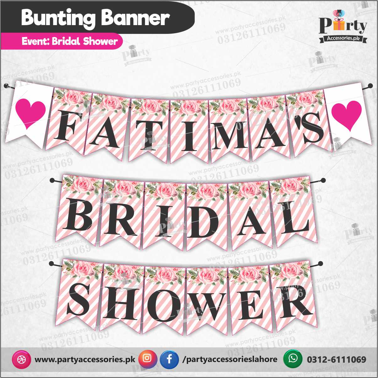 Customized Bridal Shower Bunting banner