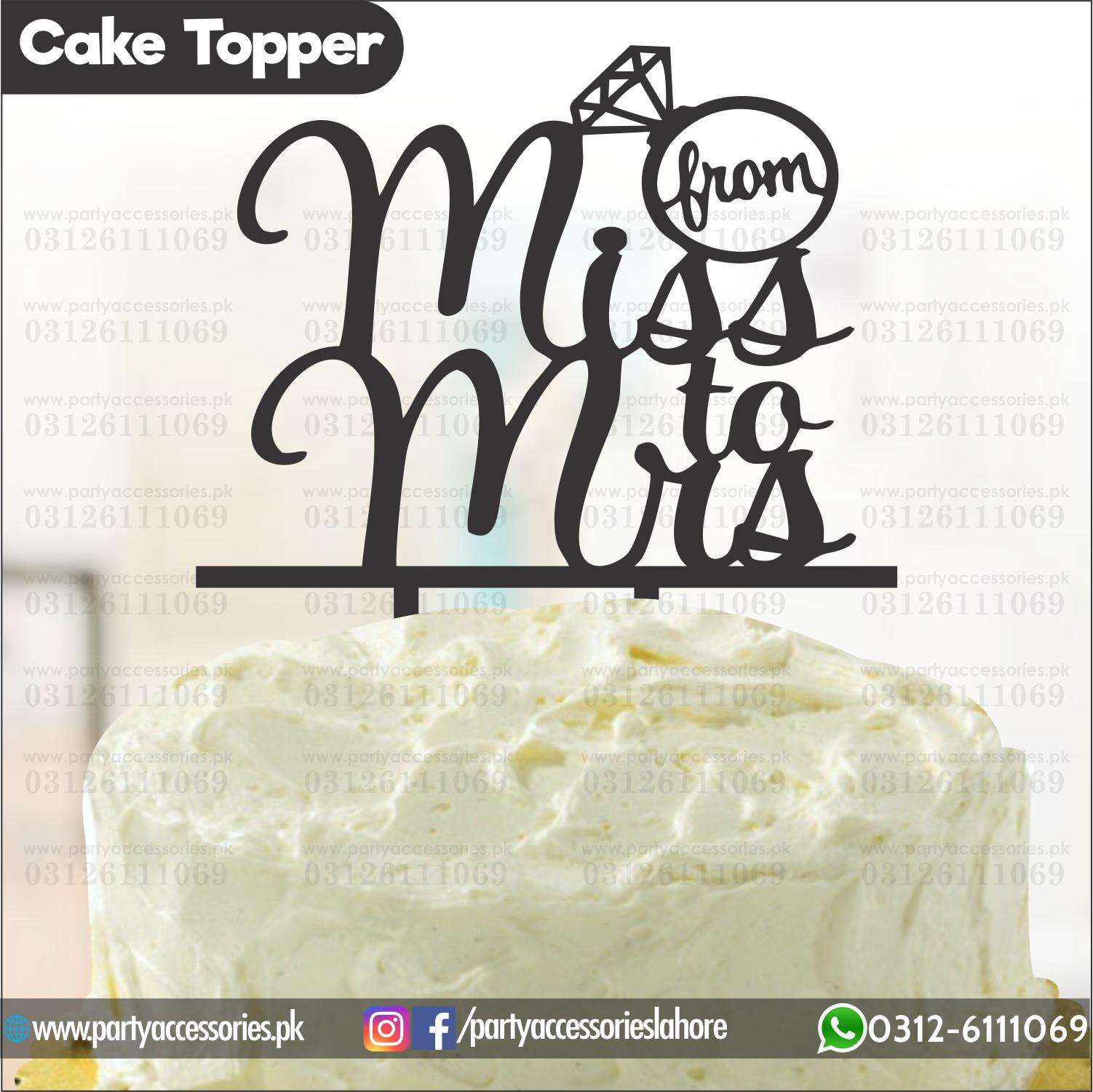 From Miss to Mrs Cake topper for bridal shower