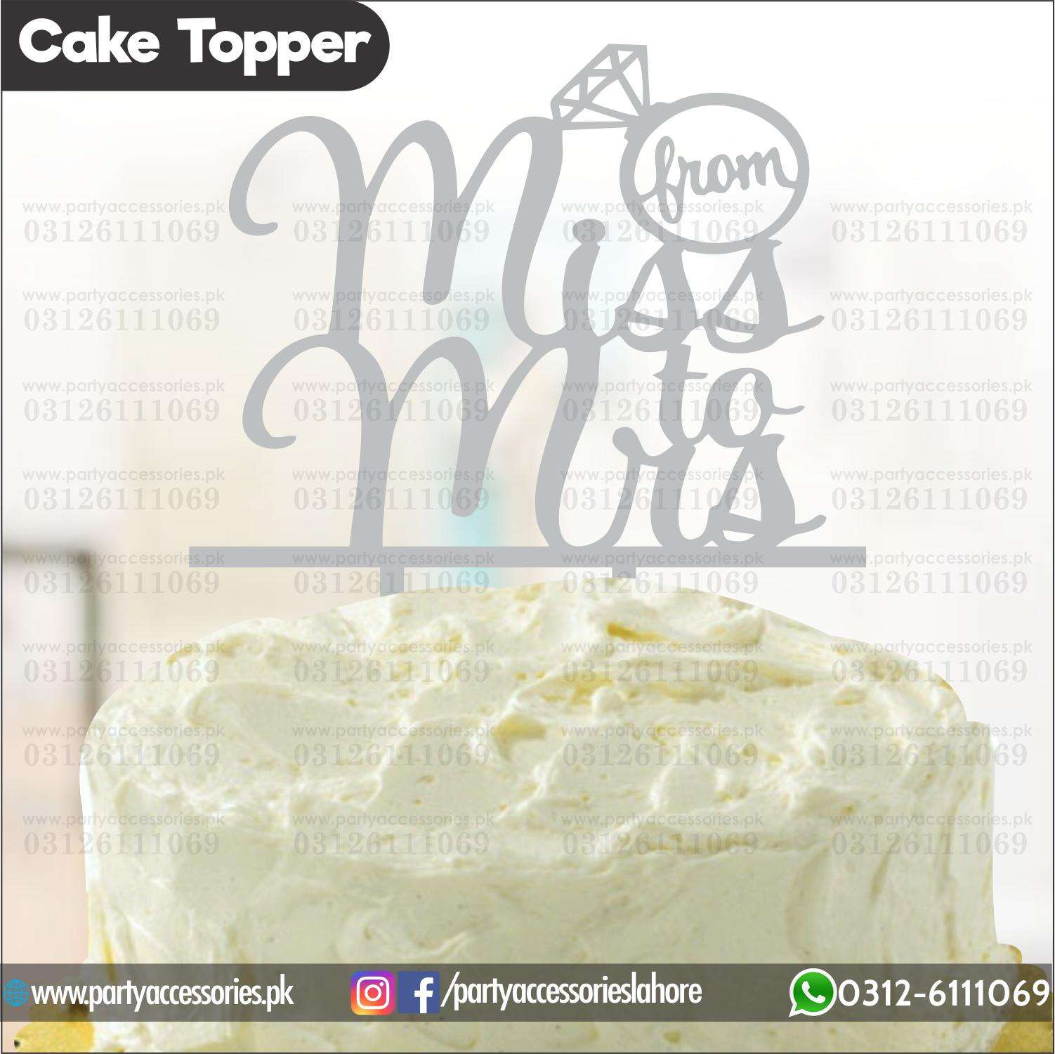 From Miss to Mrs Cake topper for bridal shower