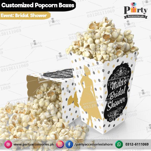 Customized Popcorn boxes for bridal shower decoration