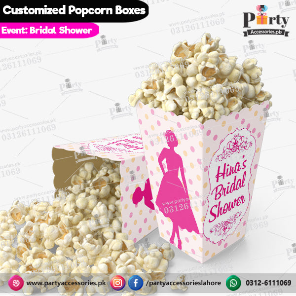 Customized Popcorn boxes for bridal shower decoration