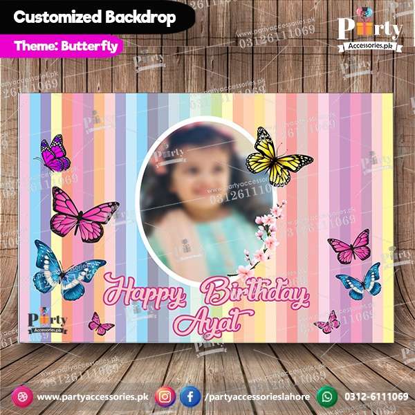 Customized butterfly Theme Birthday Party Backdrop