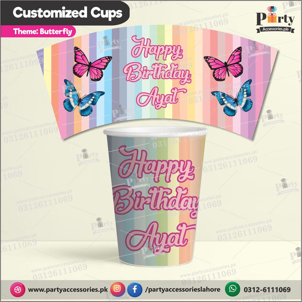 Customized disposable Paper cups in Butterfly theme party
