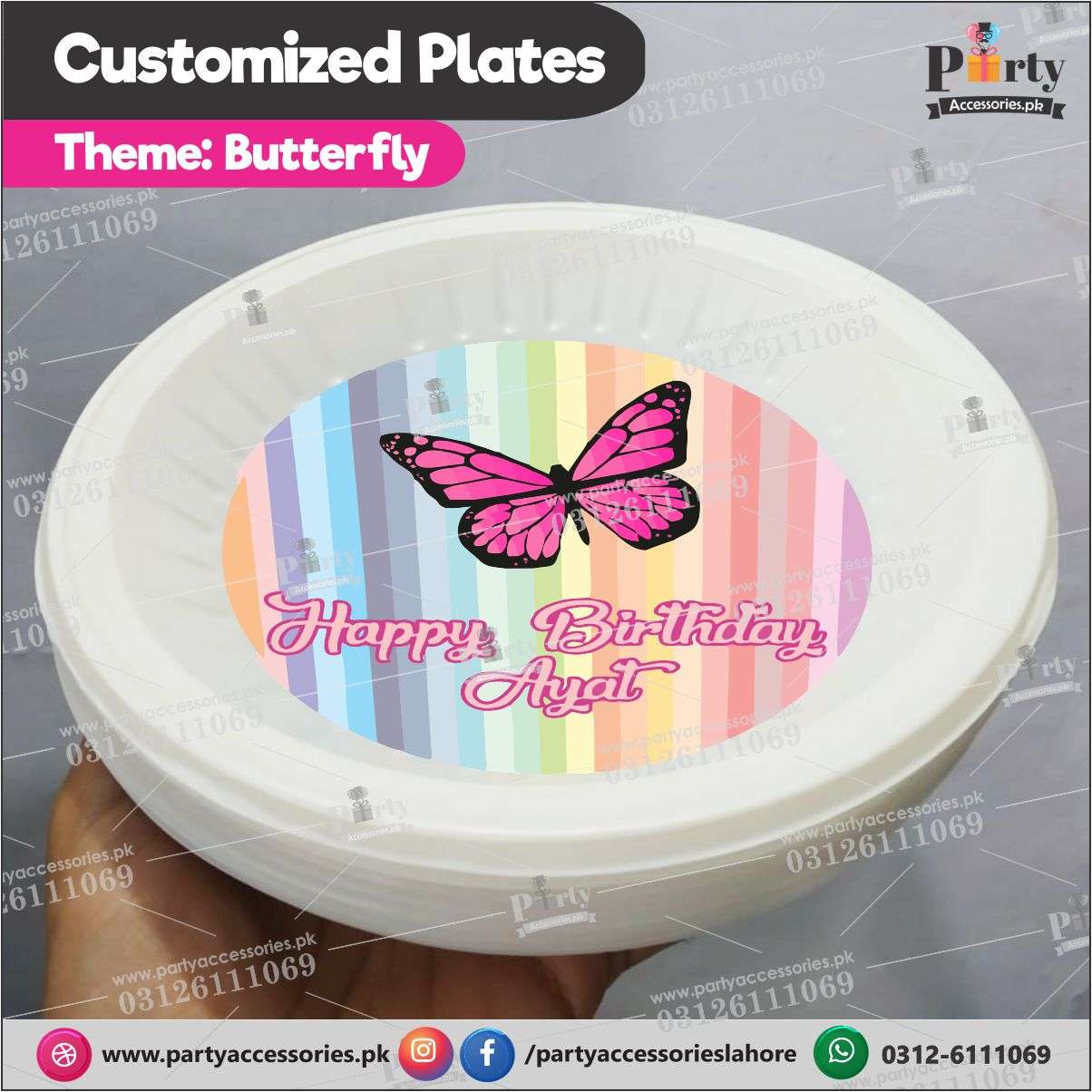 Customized disposable Plates for Butterfly theme party