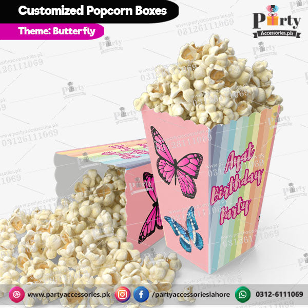 Customized Popcorn boxes for Butterfly themed birthday party