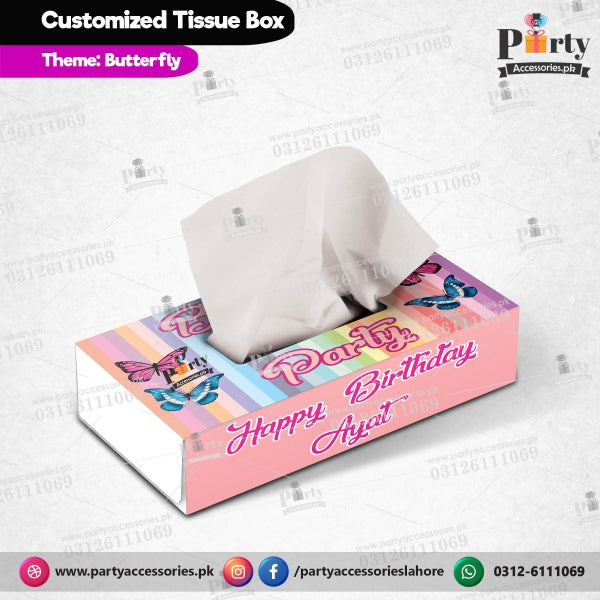 Customized Tissue Box Butterfly theme birthday table Decor