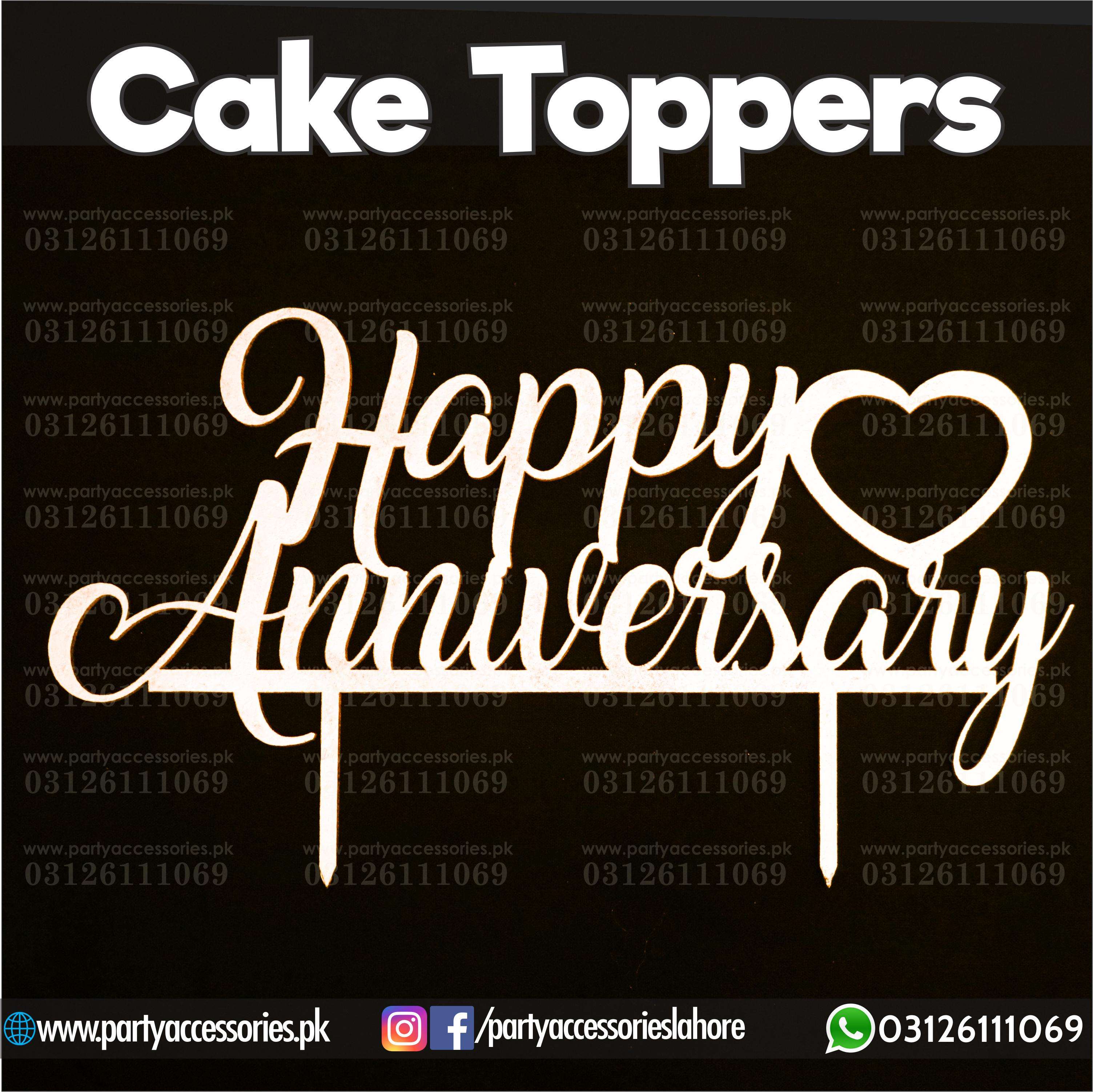 Wooden Cake topper for anniversary table decoration