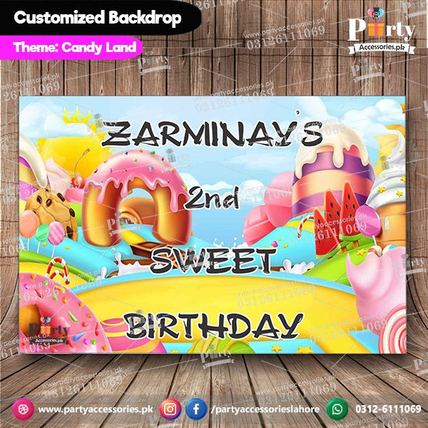 Customized Candy-land Theme Birthday Backdrop