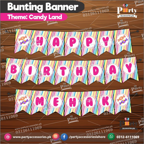 Customized Candy-land theme Birthday bunting Banner