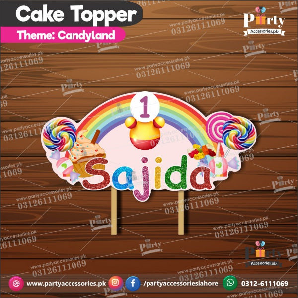 Candy land birthday theme card cake topper customized