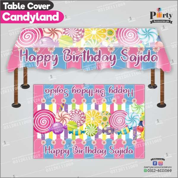 Customized Candy-Land Theme Birthday table top sheet